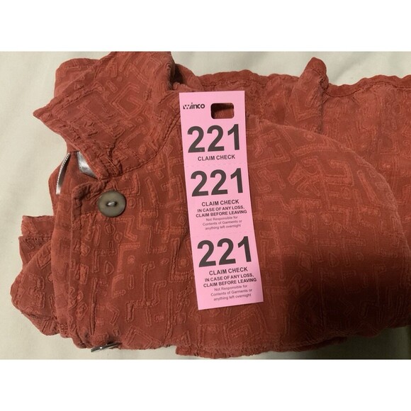 Chicos Women’s 0 US S 100% Silk Top Rust Geometric Long Sleeve Blouse - Picture 10 of 10